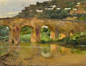 Brucke Am Fluss by Ludwig Rosch