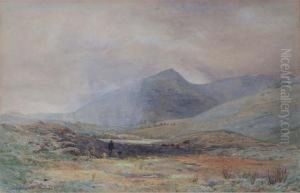 Moorland And Lake Scene With Man by S.G. William Roscoe
