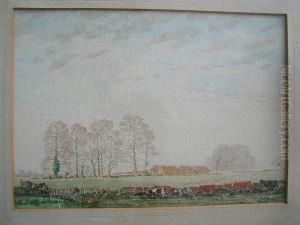 Nine Elms & A Rickyard by George Herbert Rose