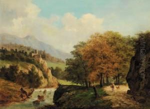 Paesaggio Con Fiume E Viandante by Giovanni Luigi Rose