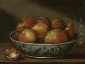 Pair Of Works. Fruits In A Bowl/still Life With Jug, Glass And Basket With Fruits. 1671. by Franz Rosel Von Rosenhof