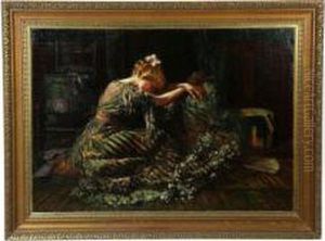 Interior Scene With Woman By Harry Herman Roseland by Harry Herman Roseland