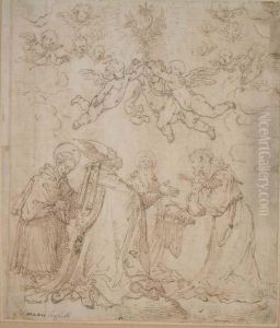 Saint Francois Et D'autres Hommes D'egliserecevant Le Sacre Coeur