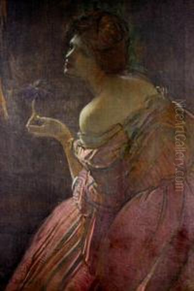 Portrait Of Lady In Pink Dress - view 1
