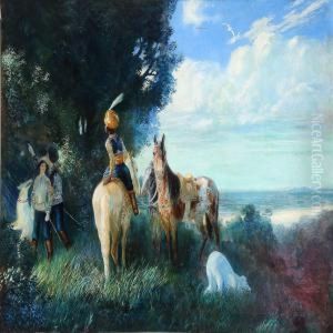 A Hunting Party In Oriental Dresses Is Taking A Rest by Eugen Rosenfeld