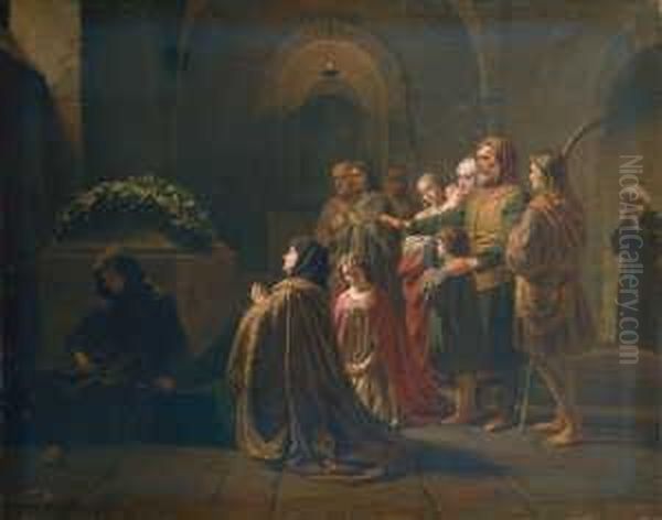 Betende Am Grab Kaiser Heinrichs Iv. In Der Ungeweihten Kapelle Der Hl. Afra Im Dom Zu Speyer. - view 1