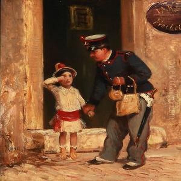A Crying Girl Being Helped By A Roman Police Officer - view 1