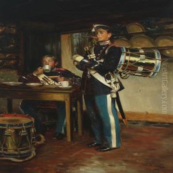 Two Drummer Boys Of The Royal Danish Life Guard In The Guardsroom - view 1
