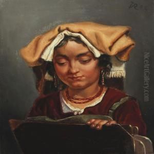 A Reading Young Italian Woman by Vilhelm J. Rosenstand