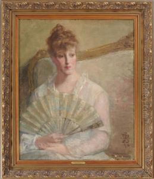 Woman Holding A Fan - view 1