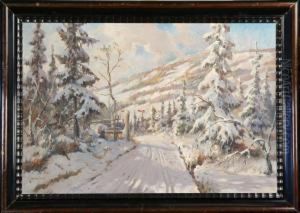 Vinterlandskap, Signerad F. Rosenthal by Fritz Rosenthal
