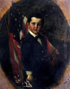 Portrait Of A Young Boy With Americanflag