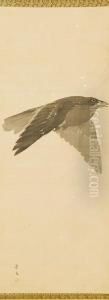 Croll With A Cuckoo Flying Against The Full Moon by Nagasawa Rosetsu