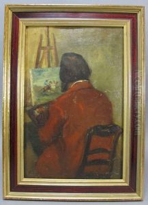 Portrait Du Peintre Amedee Besnes A Son Chevalet by Amedee Rosier