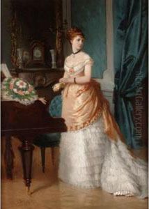 A Lady Beside A Piano by Christian Meyer Ross