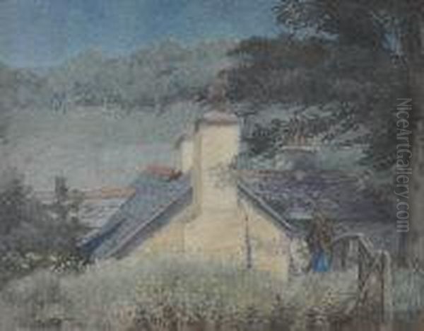Country Cottage With Standing Girl Figure - view 1