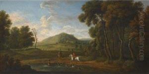 Stag Hunting In An Extensive Landscape by James Ross
