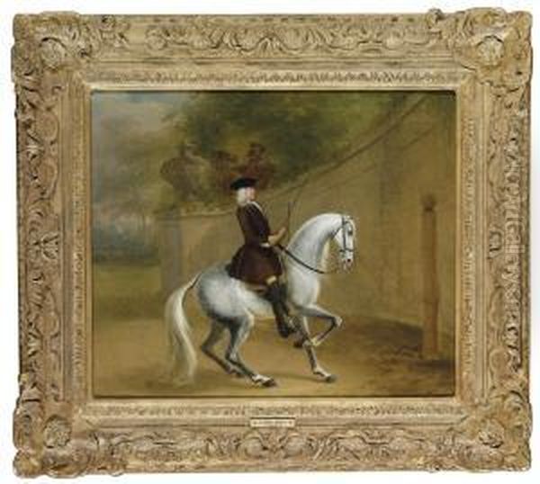 A Gentleman On A Grey At A Riding School Executing - view 1