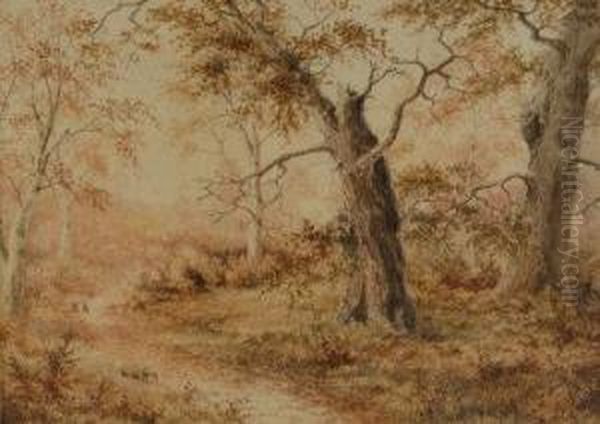 Landscape With Rabbits On A Woodland Path - view 1