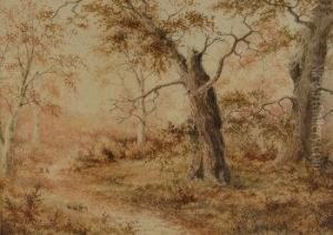 Landscape With Rabbits On A Woodland Path by Joseph Halford Ross