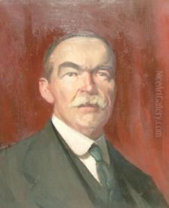 Portrait Of A Gentleman Head And Shoulders Turned To The Right