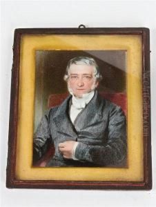 Portrait Of A Gentleman, Wearing A Grey Coatwith White Shirt And Neckerchief by William Charles Ross
