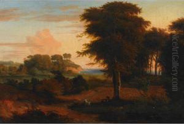 Traveler And His Dog Resting In The Shade Of A Tree - view 1