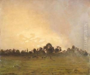 Paesaggio All'arrivo Del Temporale Con Armenti Al Pascolo E Pastorella by Federico Rossano
