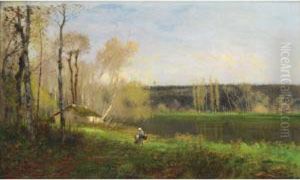Femme Et Enfant Au Bord D'un Etang by Federico Rossano