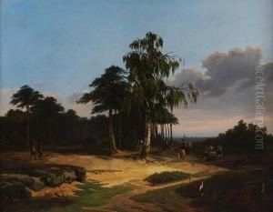 An Elegant Hunting Party In An Extensive Landscape by Jacques Rosseels