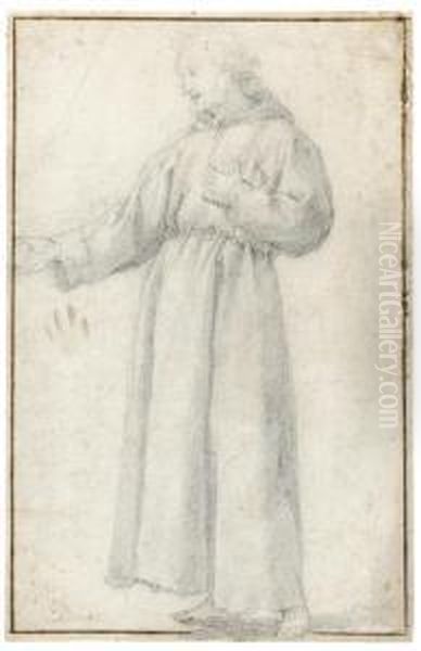 A Standing Monk With Outstretched Arm - view 1