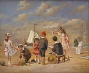 Enfants A La Plage by Paul Rossert