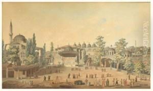 Vue A L'entree De Topkapi A Istanbul by Francois Marie Rosset