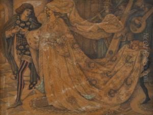 Figures At Court by Dante Gabriel Rossetti