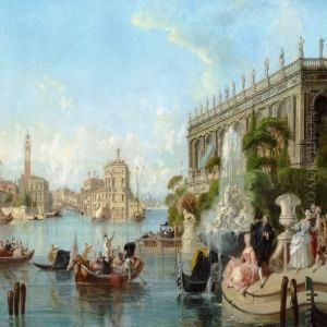 Venetian View With Elegant People