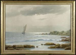 A Coastal Landscape With A Sailing Boat A Coastal Landscape With A Sailing Boat