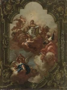 The Glorification Of The Roman Church: A Bozzetto For A Ceiling by Nicola Maria Rossi