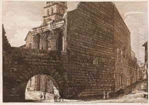 Veduta Della Parte Posterioredegl'avanzi Del Foro Di Nerva Da Altri Erario Publico In Oggi Arcodi Pantani by Luigi Rossini