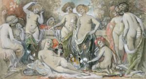 Nymphen In Einer Parklandschaft by Rudolf Rossler