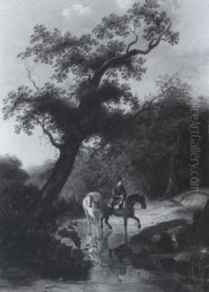 Bewaldete Landschaft Mit Reiter Und Saumpferd - view 1