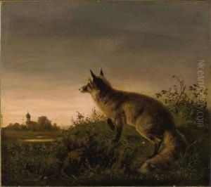 Fox In A Landscape by Carl Oswald Rostosky