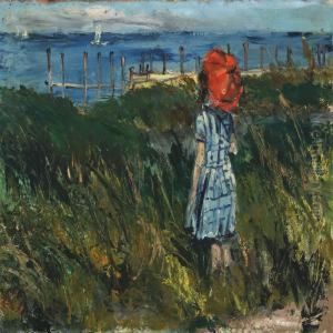 Coastal Scenery With A Young Girl At The Beach