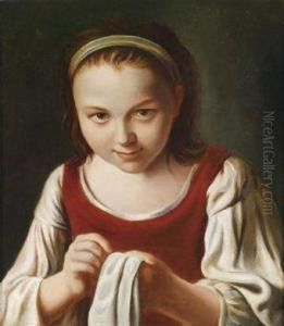 A Girl Sewing
