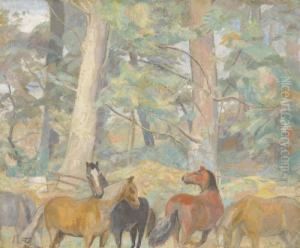 Pferde Im Wald by G. Roth
