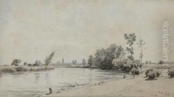 Blick Uber Einen Weiher Auf Ein Dorf. - view 1