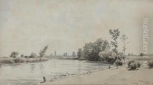 Blick Uber Einen Weiher Auf Ein Dorf. by Philipp Roth