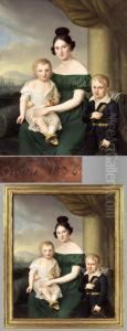 "biedermeier-adelsfamilie", Sitzende Mutter Mit Zwei Kindern by Carl Rothe