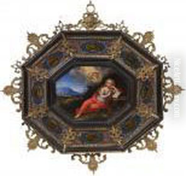 Landschaft Mit Lesender Magdalena In Verre Eglomise-rahmen - view 1