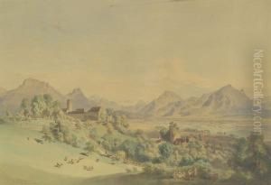 Blick Auf Schloss Neubeuern Und Das Inntal by Leopold Rottmann