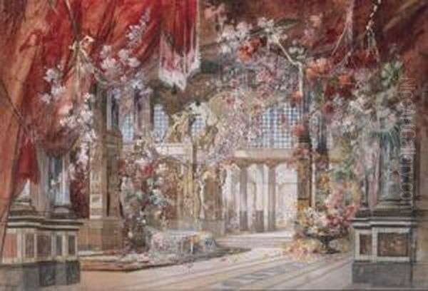 Antike Halle Mit Blumen Geschmuckt - view 1